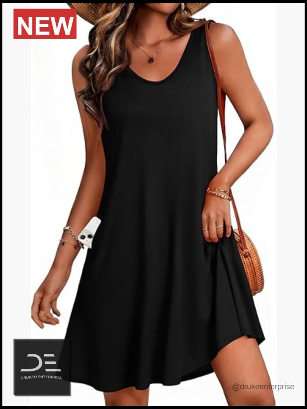 Sleeveless V-Neck Swing Dress with Pockets Summer Casual Beach Cover Up